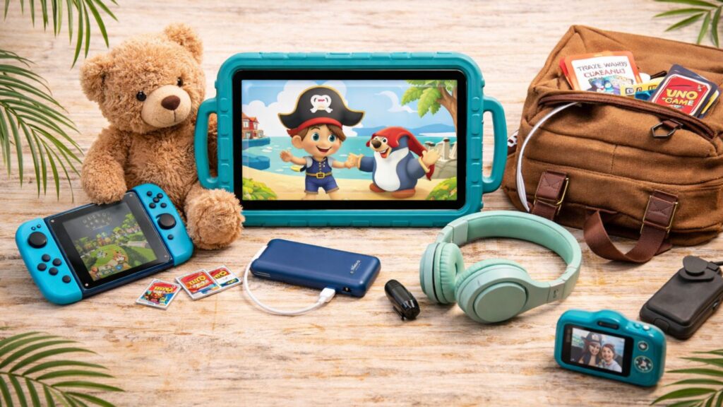 Kinder Technik für Reisen – Tablet, Kopfhörer und Spielzeug für unterwegs. Welches Equipment für Reisen