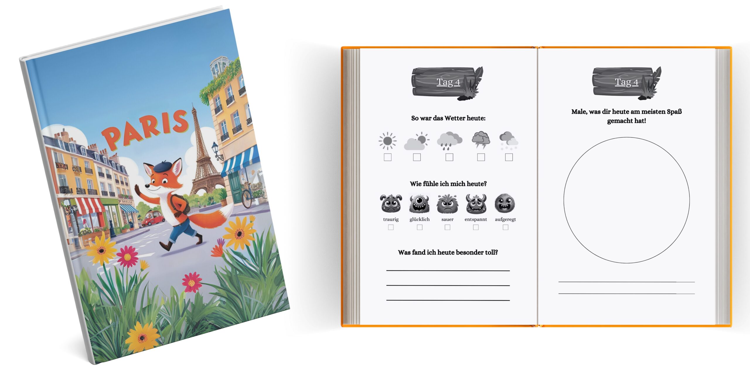 Reisetagebuch Paris für Kinder mit Platz zum Malen, Schreiben und Erinnern