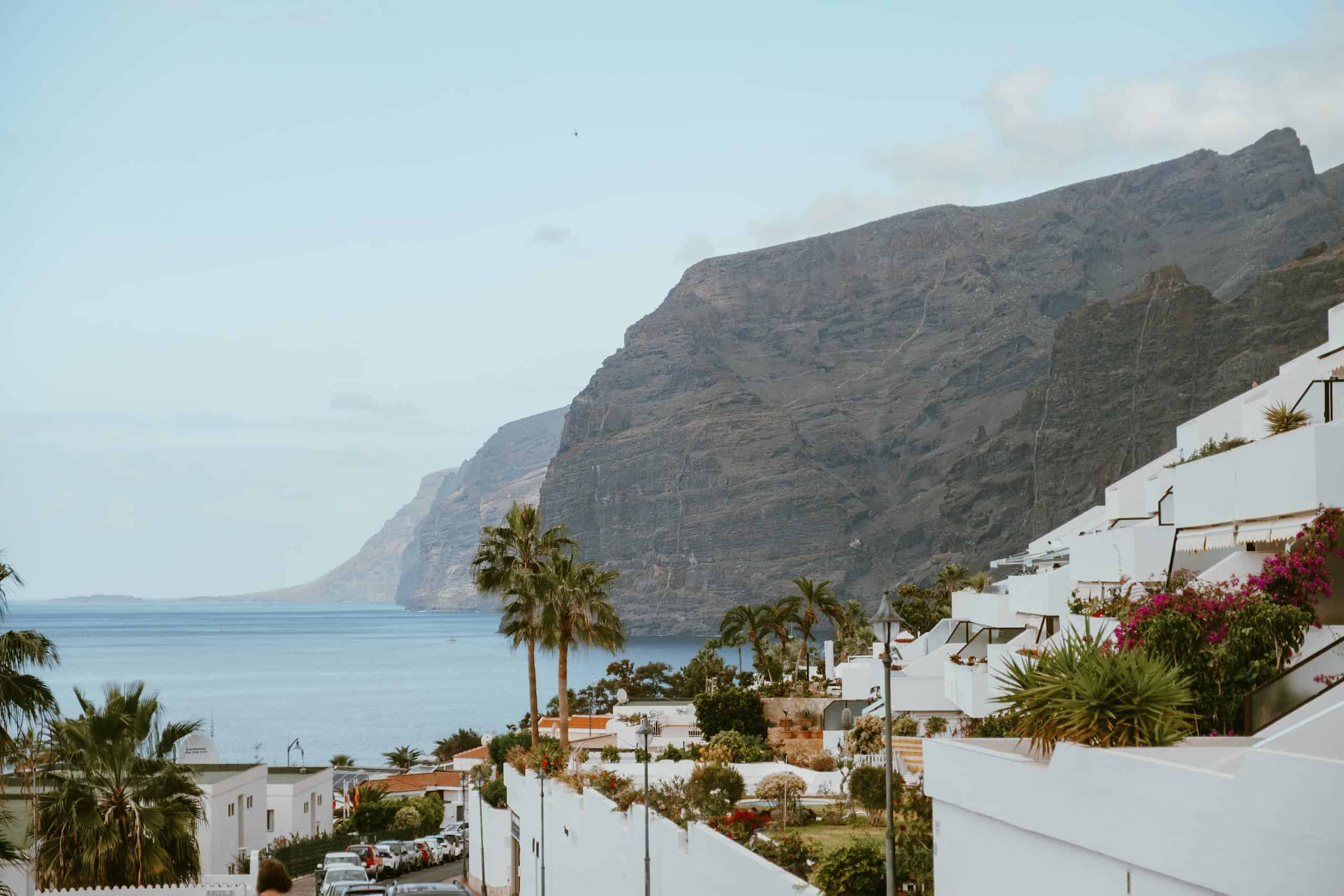 Die schönsten Orte auf Teneriffa – Städte, Dörfer & Küstenorte idyllic coastal town with striking cliffs palm trees and sea views perfect for travel inspiration. 15982903 scaled Los Gigantes auf Teneriffa