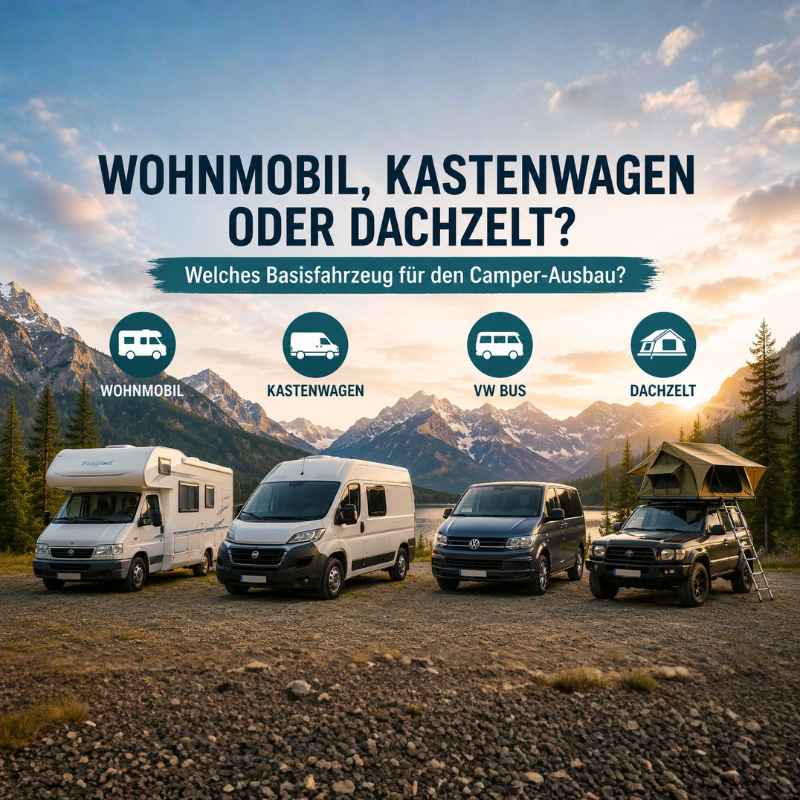 Wohnmobil, Kastenwagen oder Dachzelt – Welches Basisfahrzeug für den Camper-Ausbau? Artikelbilder fuer spaltenlayout 12 Basisfahrzeug für den Camper-Ausbau